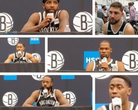 Brooklyn Nets Media Day featuring Kyrie Irving, Kevin Durant, and DeAndre Jordan