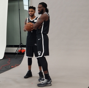 Two new Brooklyn Nets players D’Angelo Russell (left) and DeMarre Carroll