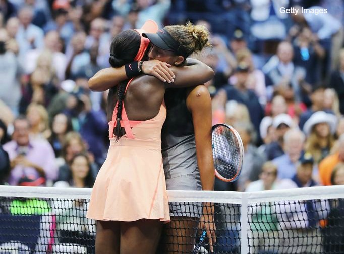 Sloane Stephens hugs her friend and competitor Madison Keys after beating Keys to win 2017 US OPEN Photo Credit Getty Images 682x503