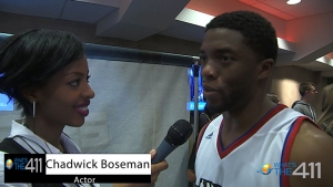 What’s The 411Sports correspondent, Crystal Lynn, interviewing actor Chadwick Boseman at the NBA All-Star Celebrity Game held at Madison Square Garden in New York City on February 13, 2015