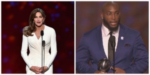 Photo left to right: Caitlyn Jenner and Devon Still give inspirational speeches at 2015 ESPY Awards