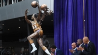 NBA and Los Angeles Lakers legend, Elgin Baylor, at ceremony unveiling his statue outside the Staples Center, the home of the Lakers, in Los Angeles.