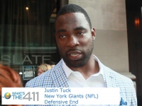 New York Giants defensive end Justin Tuck talking about his literacy charity event, Tuck's Celebrity Billiards Tournament