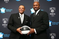 Photo left to right: Lionel Hollins, Brooklyn Nets head coach and Billy King, Brooklyn Nets General Manager at Hollins' introductory press conference
