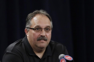 Stan Van Gundy, the Detroit Pistons head coach, speaking to the media