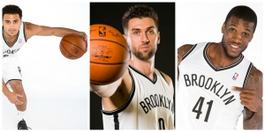 Photo left to right: Brooklyn Nets Shane Larkin; Andrea Bargnani; and Thomas Robinson