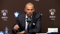Brooklyn Nets Head Coach Jason Kidd addressing the media after loss to Portland on Monday night